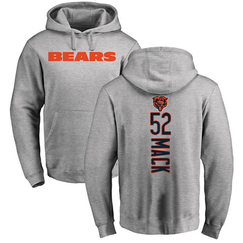 Chicago Bears Men Ash Khalil Mack Backer NFL Football #52 Pullover Hoodie Sweatshirts->nfl t-shirts->Sports Accessory